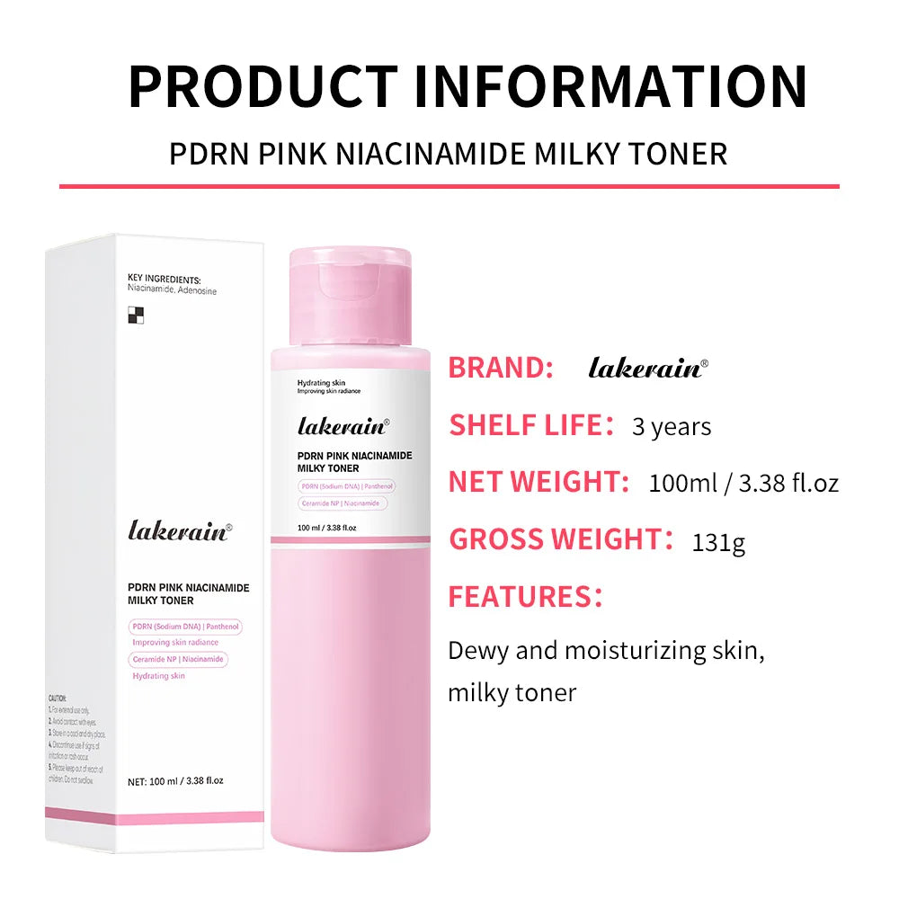 PDRN Pink Niacinamide Milky Toner for Hydrating Moisturizing Soothing Ceramide Glass Glow Skin Milky Toner Korean Skincare Peaceful Pleasures Health and Wellness