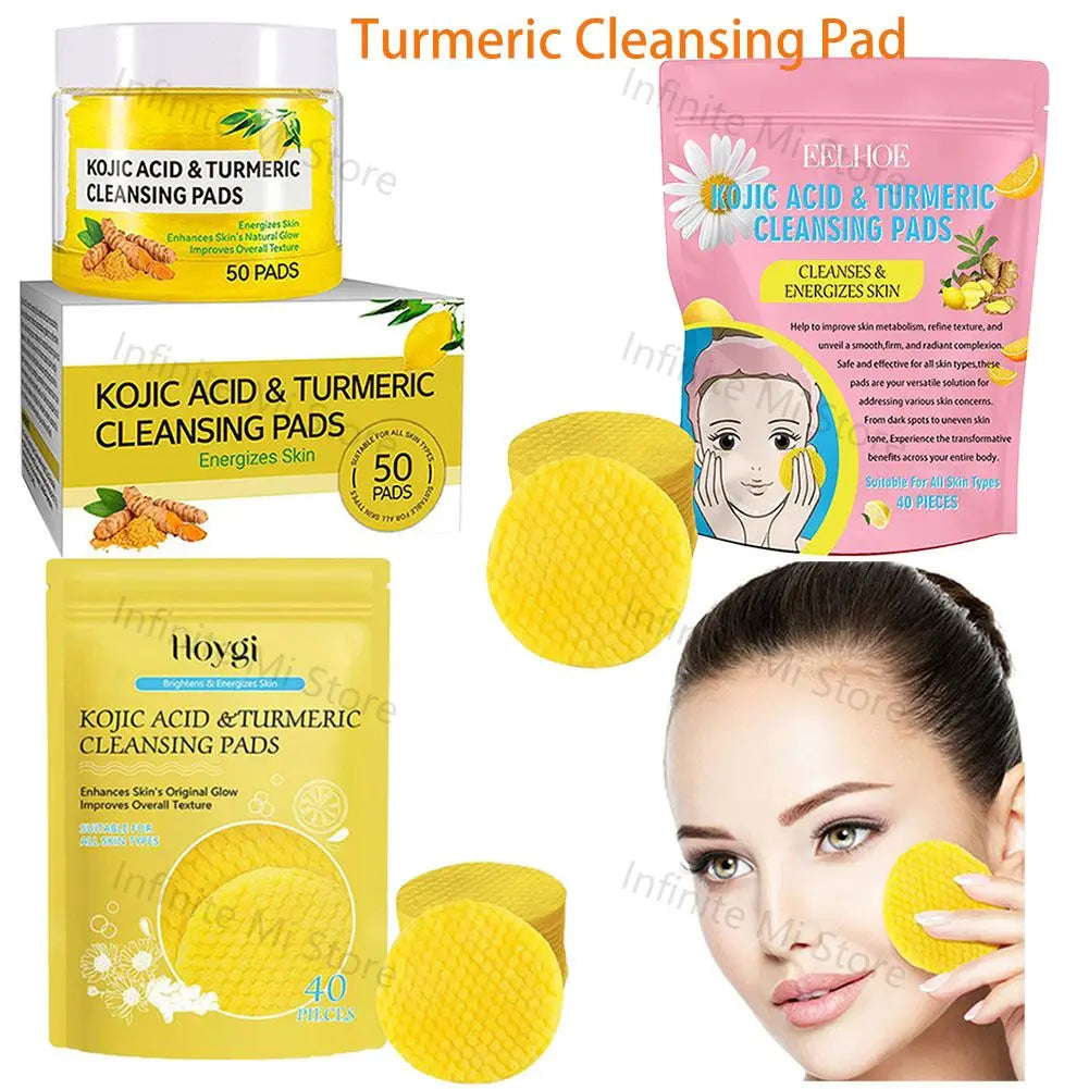 40/50pcs Turmeric Kojic Acid Cleansing Pads Exfoliating Pads Facial Sponges For Cleansing Exfoliating Daily Cleansing Skin Care Peaceful Pleasures Health and Wellness