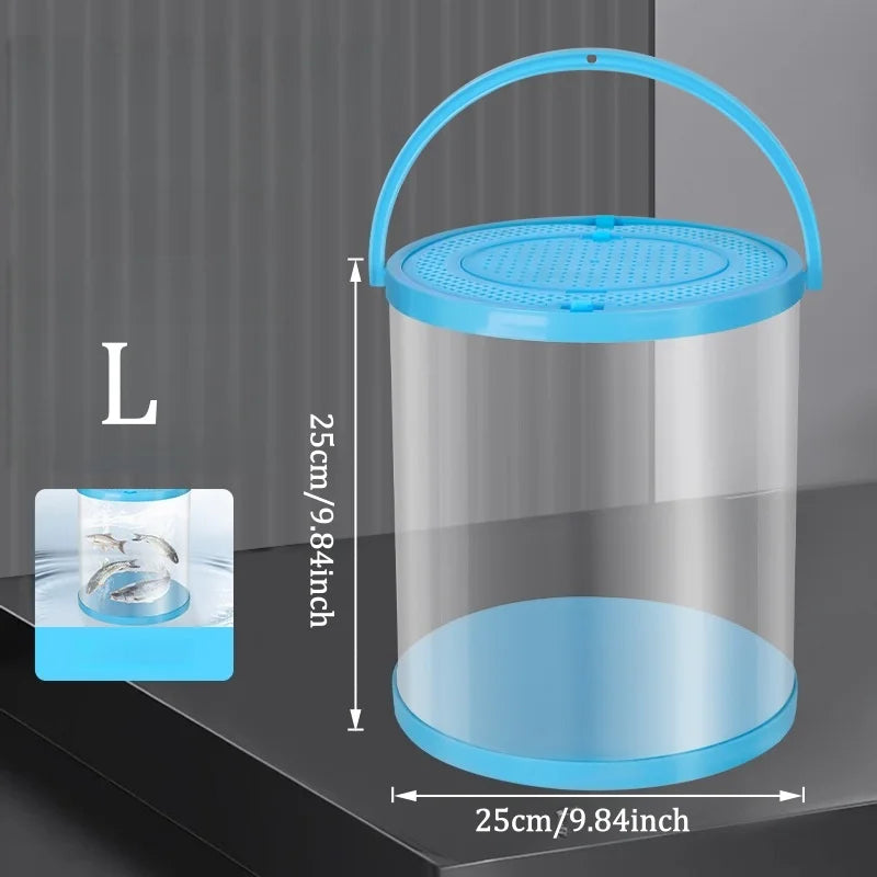 Foldable Small Aquarium, Plastic Portable Fish Tank with Cover, Transparent Fish Transport Container/Fishing Bucket Peaceful Pleasures Health and Wellness L
