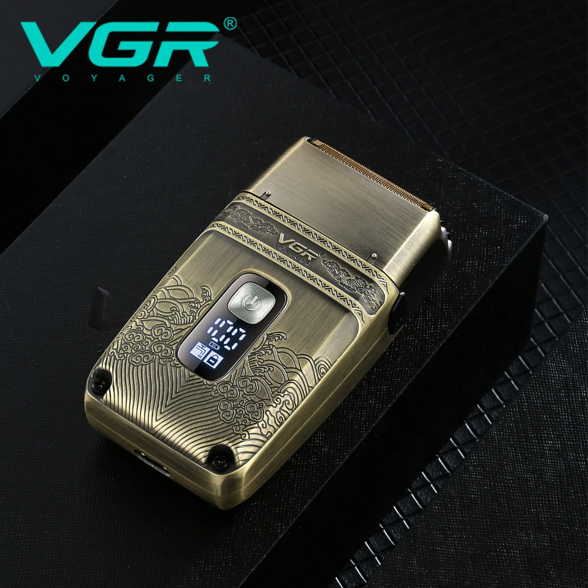 VGR professional high-end hair trimmer set, retro metal electric push shear, home LED intelligent digital hair clipper, shaver Peaceful Pleasures Health and Wellness