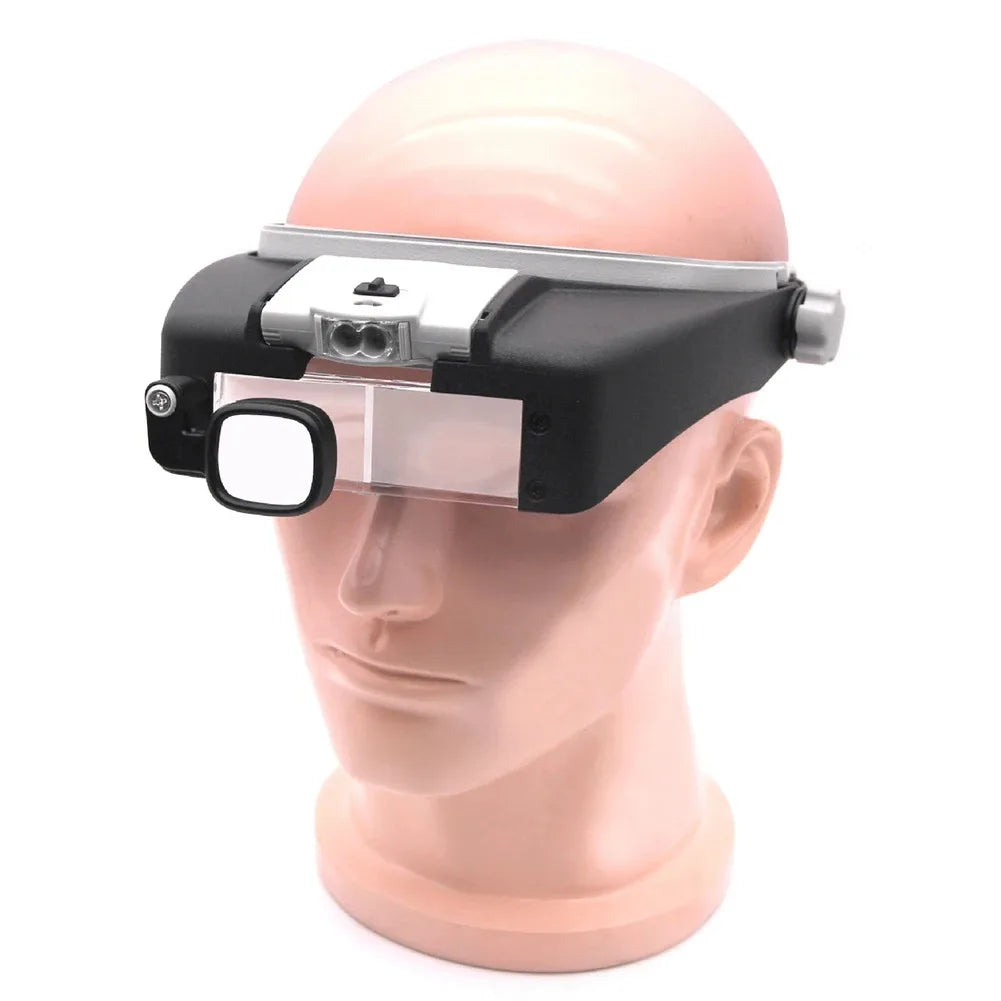 LED Magnifier Glasses Head Mount 1.5X 6X 8X Lightweight Multi-Power for Elderly Reading Electronics Repair Coin Hobby Peaceful Pleasures Health and Wellness