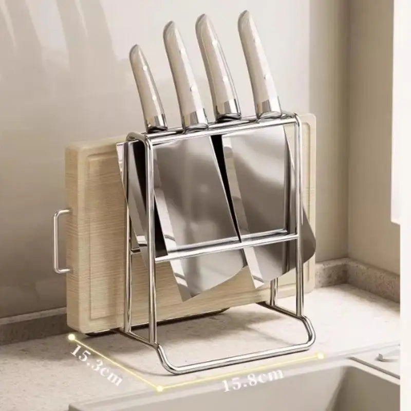 Stainless Steel Knife Rack & Kitchen Countertop Organizer Knife Storage Rack Peaceful Pleasures Health and Wellness