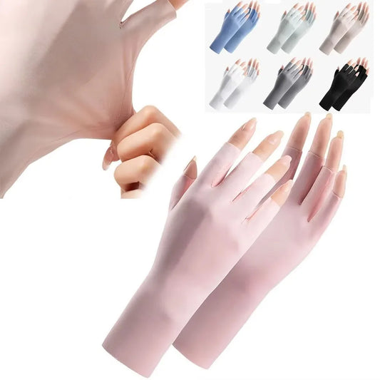 UV Protection Ice Silk Gloves – Nail Lamp & Sun Shield UV Protection Gloves Peaceful Pleasures Health and Wellness