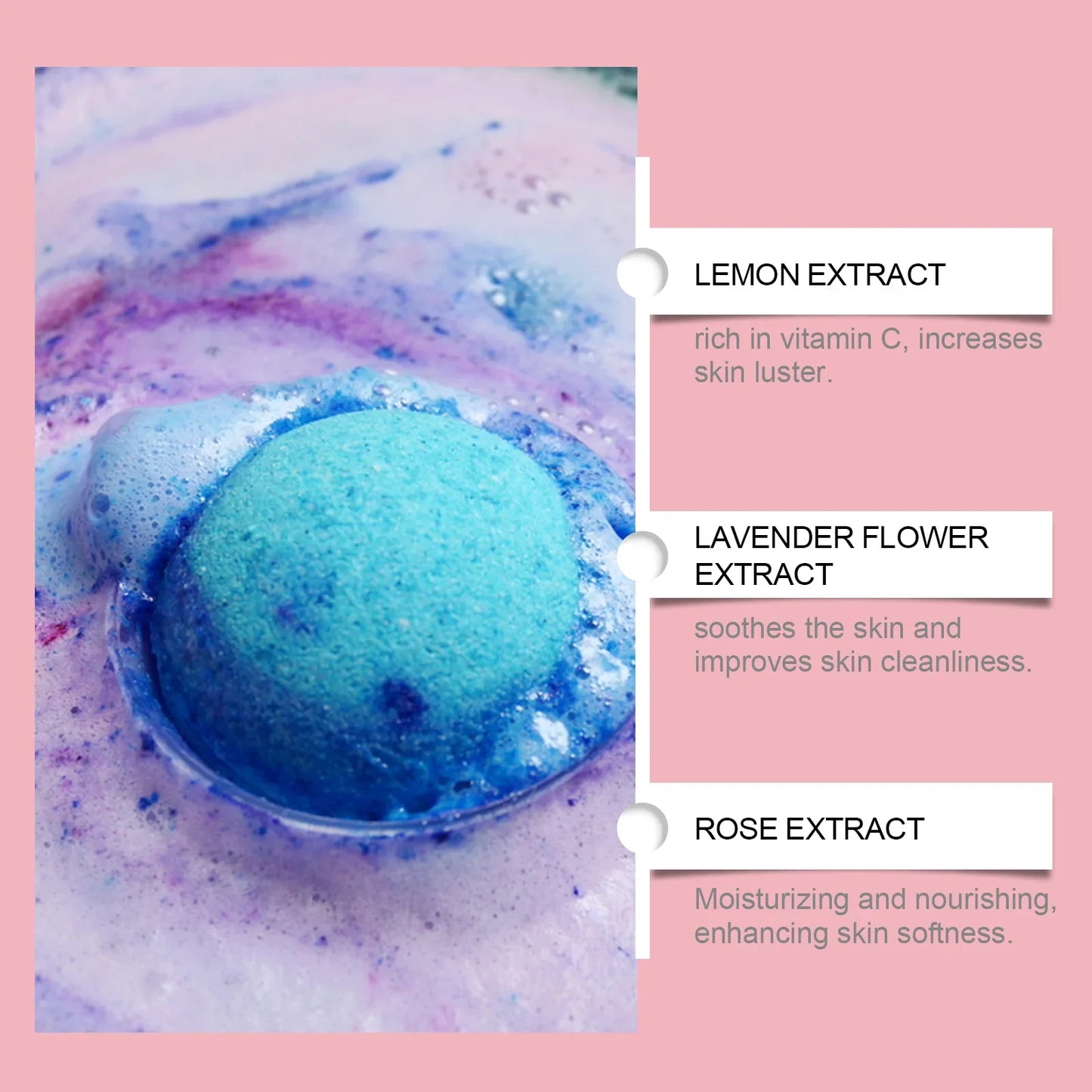 Rose & Dragon Fruit Bath Bombs – Aromatherapy Spa Gift Set