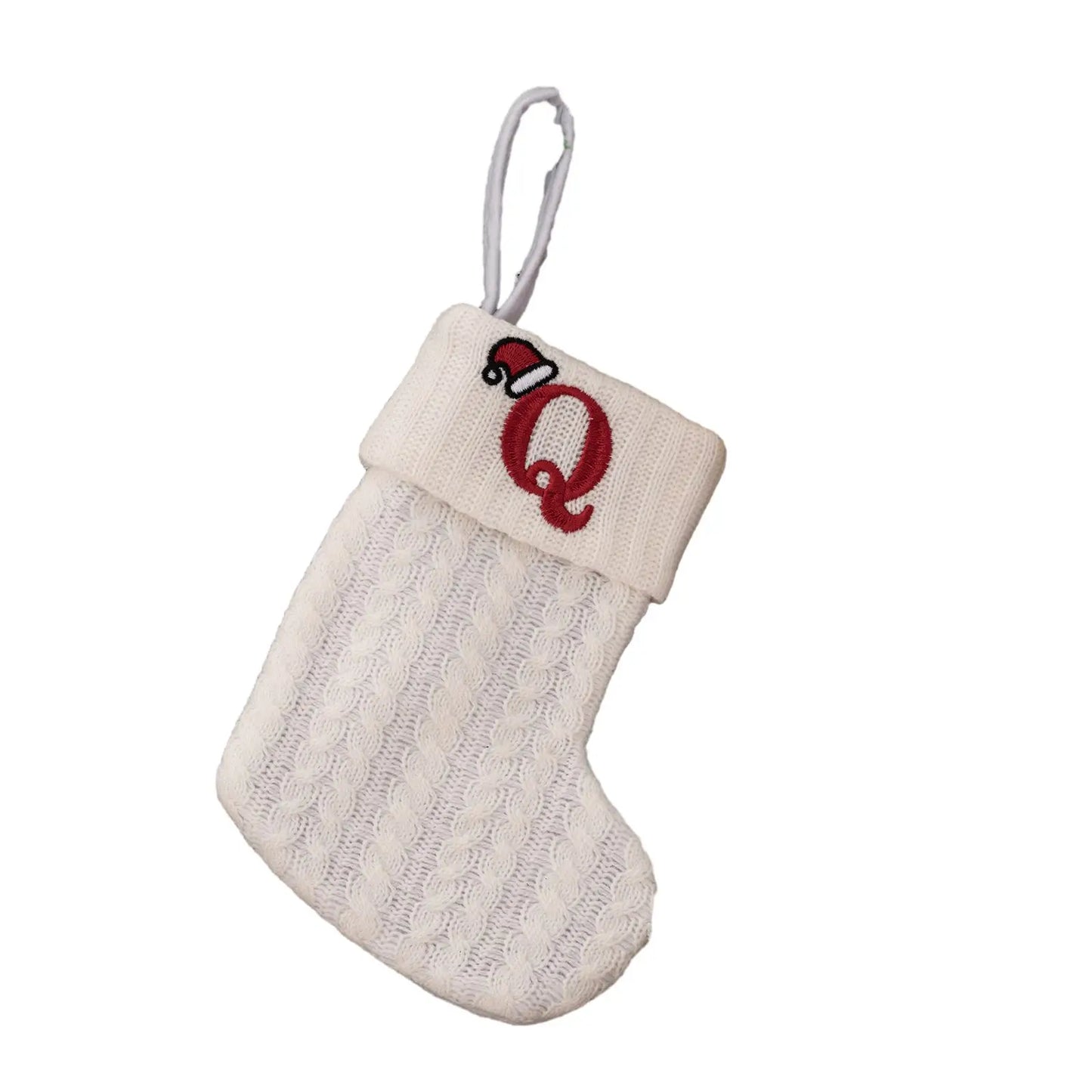 Knitted Christmas Stocking with Hanging Rope | Kids Candy Bag
