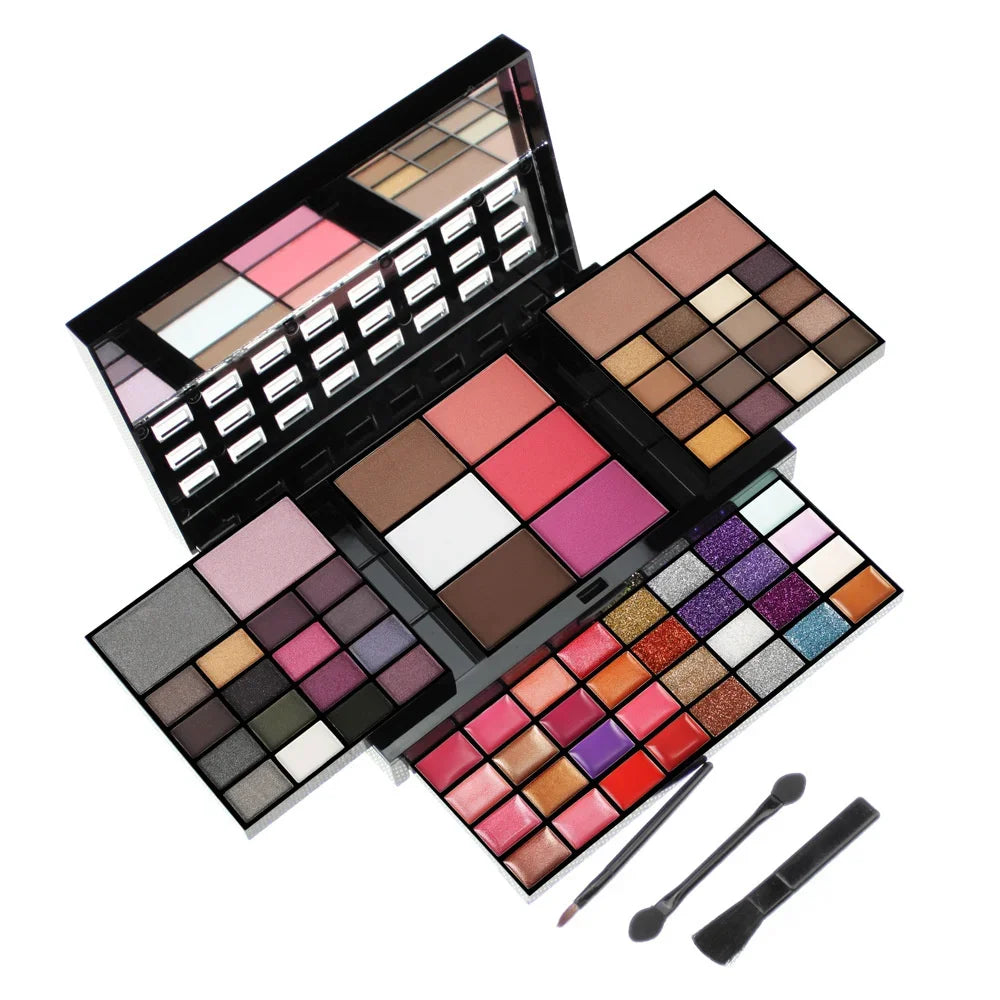 74-Color Professional Makeup Kit – Eyeshadow, Lip Gloss & Blush