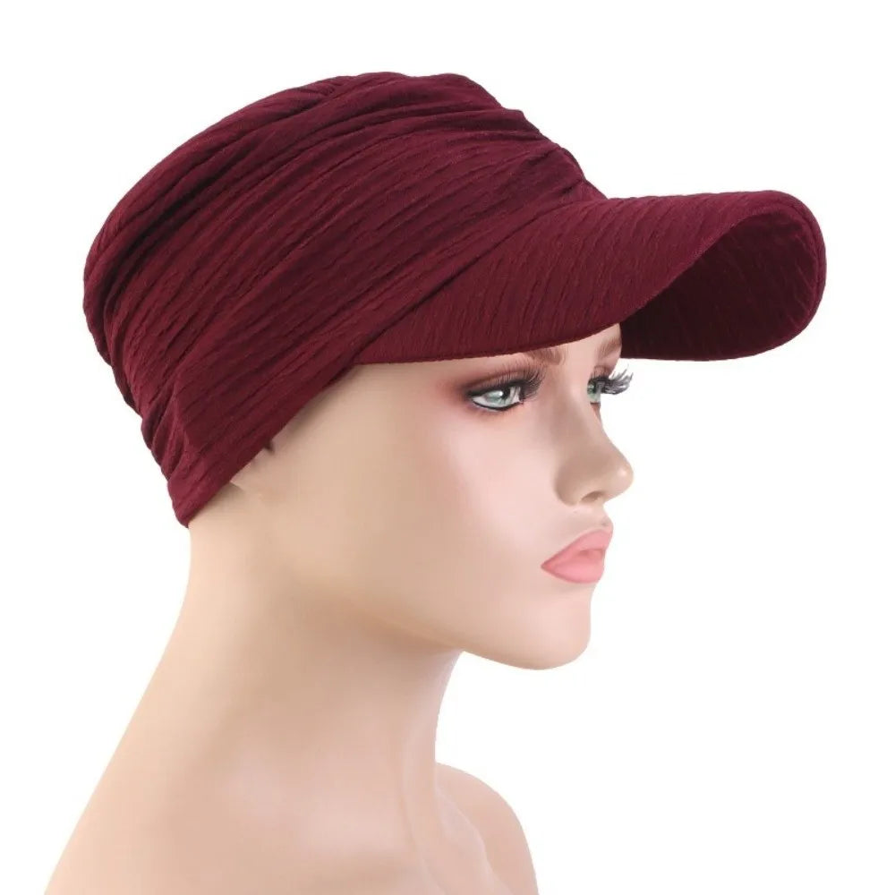 Women's Wide Brim Sun Hat Headwrap – Solid Color Cap