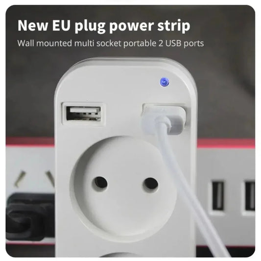 EU Plug Power Strip Adapter – 2 AC Outlets & 2 USB Ports, 1200W Wall Socket Adapter Peaceful Pleasures Health and Wellness
