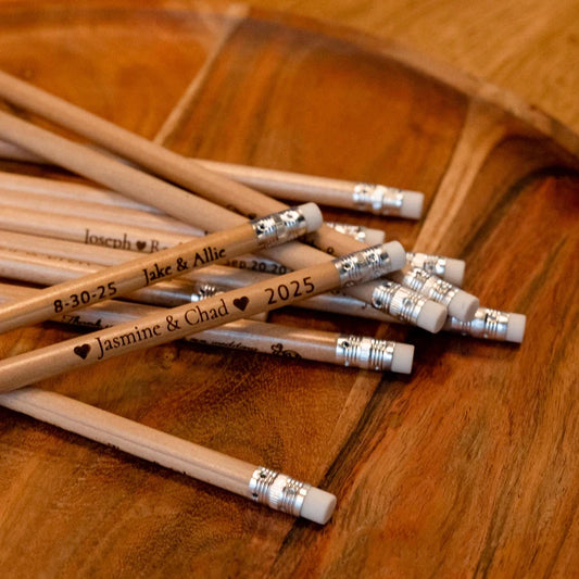 10-Pack Personalized Engraved Bamboo Pencils | Bridal Shower Gift Personalized Party Favor Peaceful Pleasures Health and Wellness