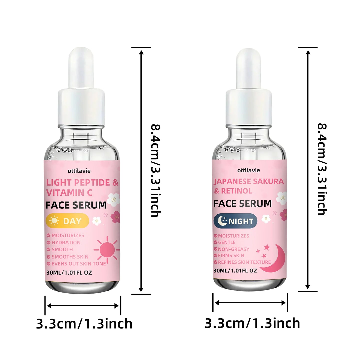 Sakura Retinol & Vitamin C Face Serum Set | 24H Hydration 2pc