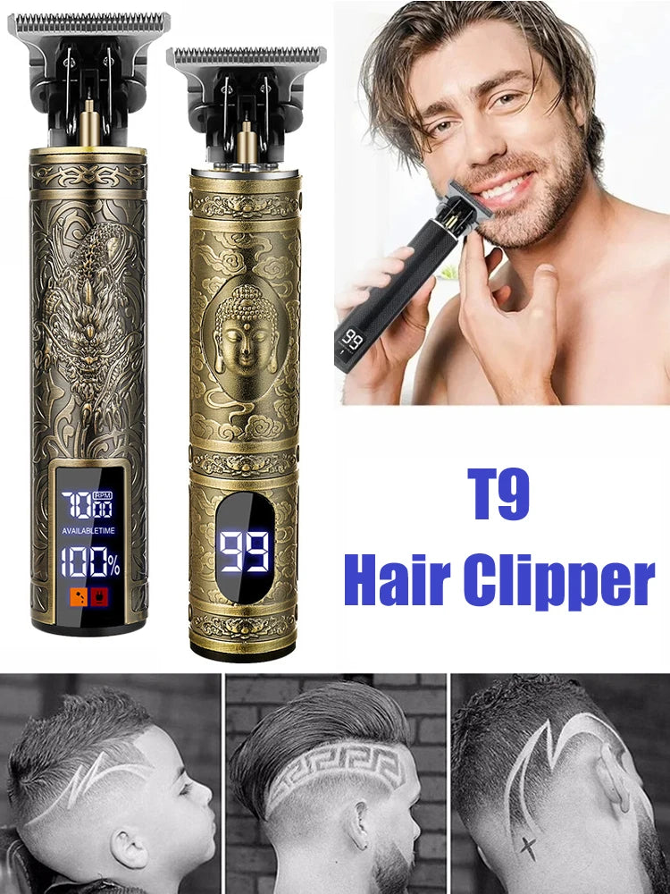 Vintage T9 Rechargeable Hair Clipper & Trimmer for Men