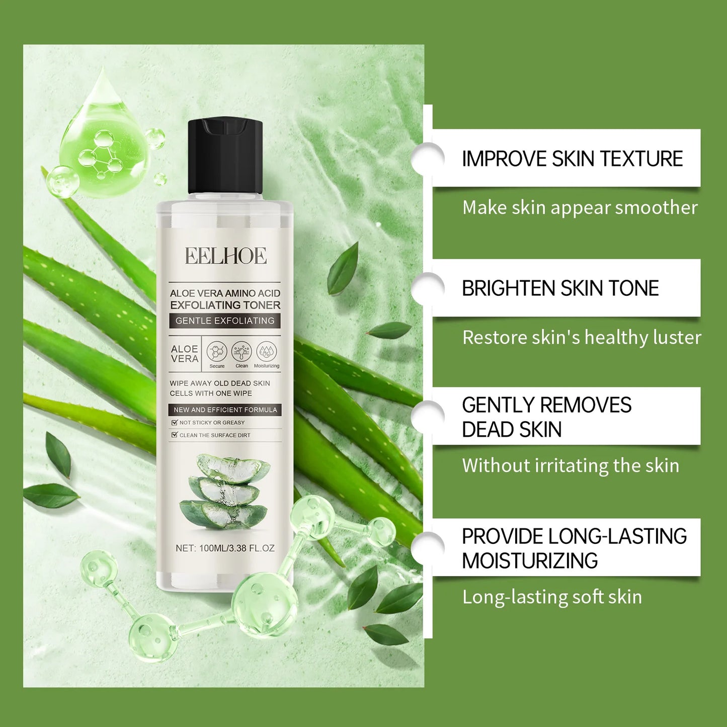 EELHOE Aloe Vera Toner for Face Moisturizing and Exfoliating Peaceful Pleasures Health and Wellness