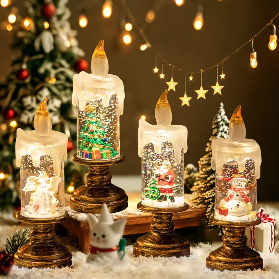 Christmas LED Snowman Crystal Candle Lamp | Flameless Decor