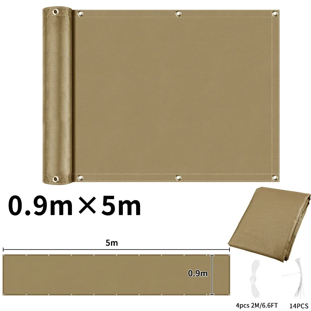 Balcony Privacy Screen Patio Fence Screen for Balcony Cover Waterproof Garden Sunshade Cloth with Grommets UV Protection Shelter Peaceful Pleasures Health and Wellness Sand 90x500CM