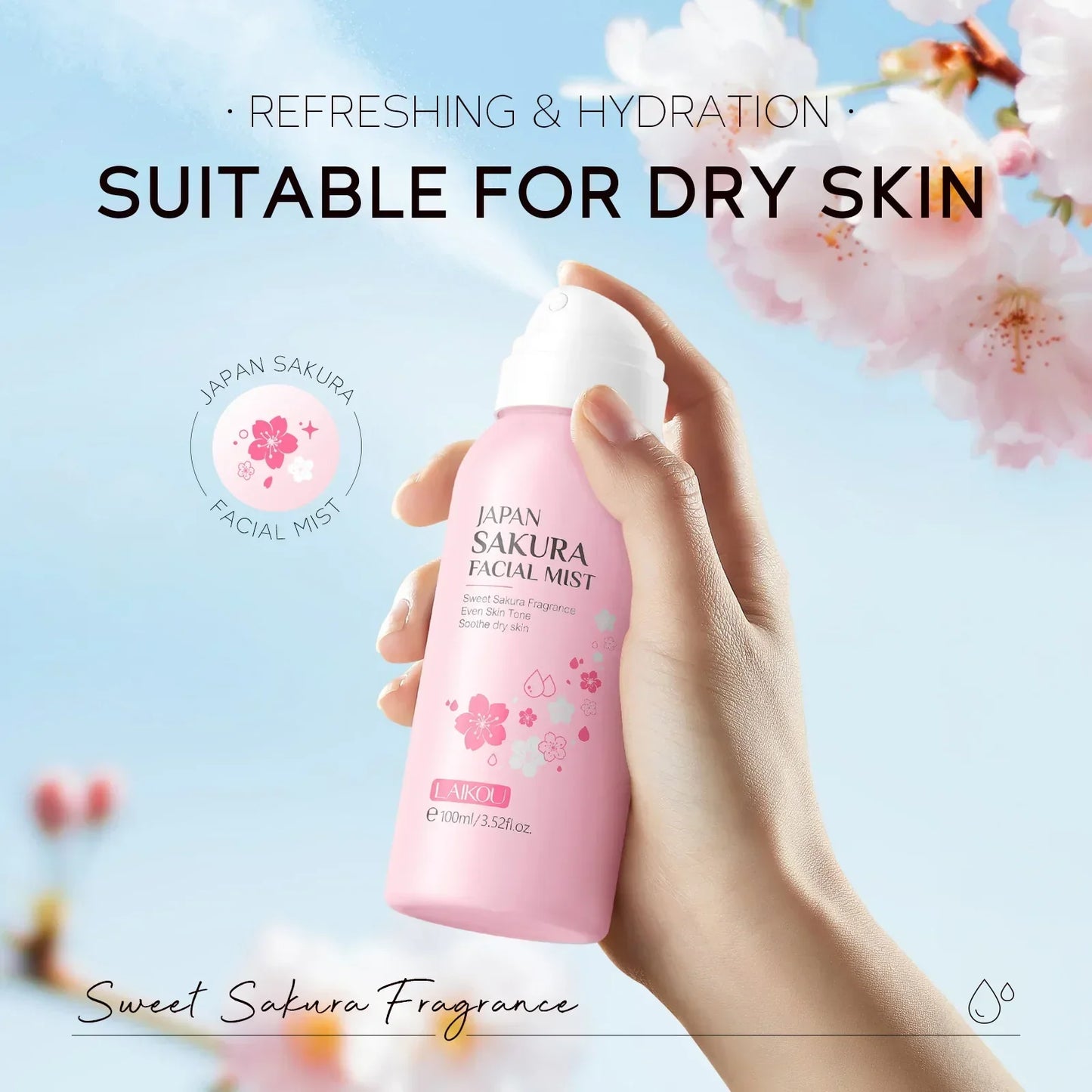 LAIKOU Sakura Brightening Facial Mist & Toner 100ml Peaceful Pleasures Health and Wellness 100ml