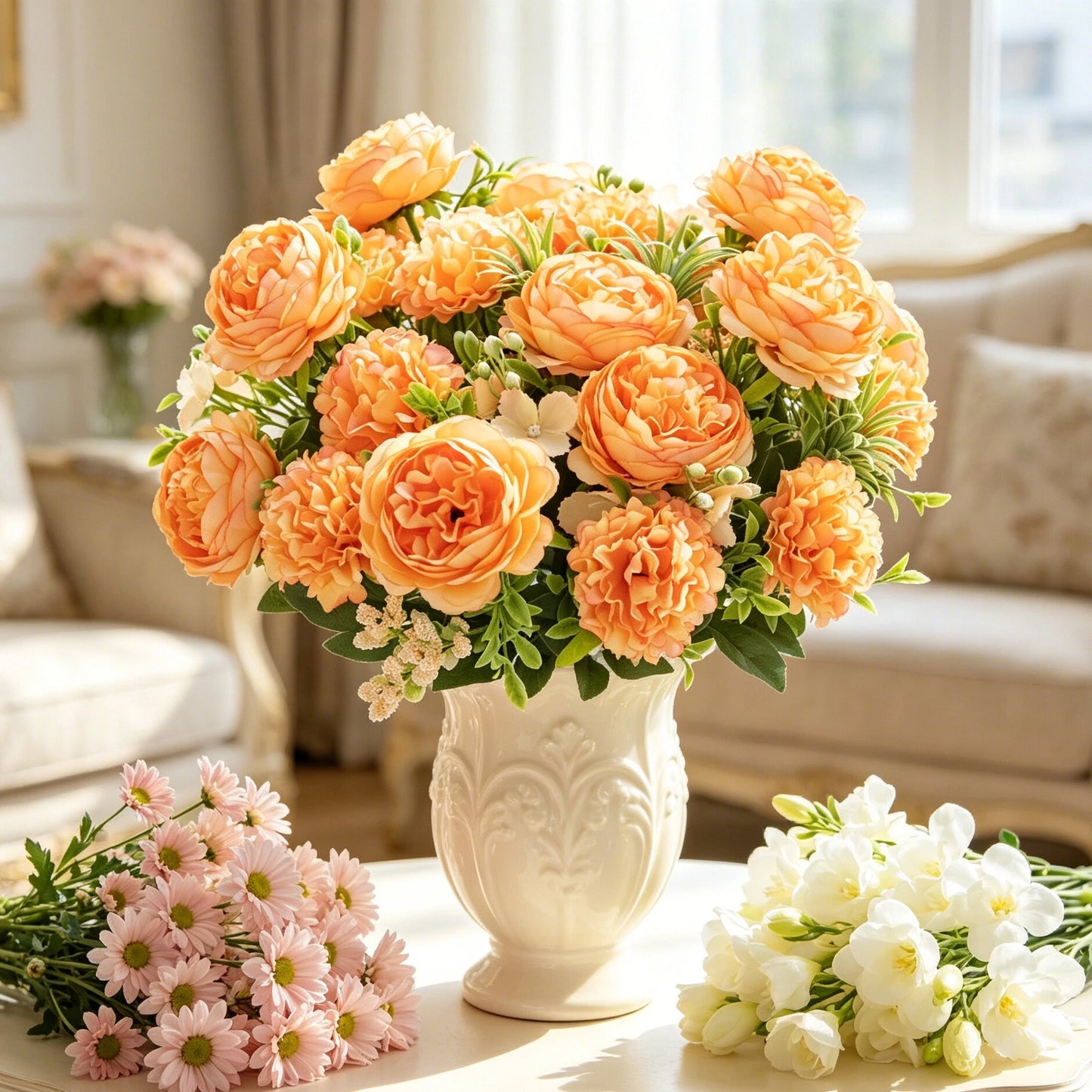 Artificial Silk Peony Chrysanthemum Bouquet | Wedding & Home Decor
