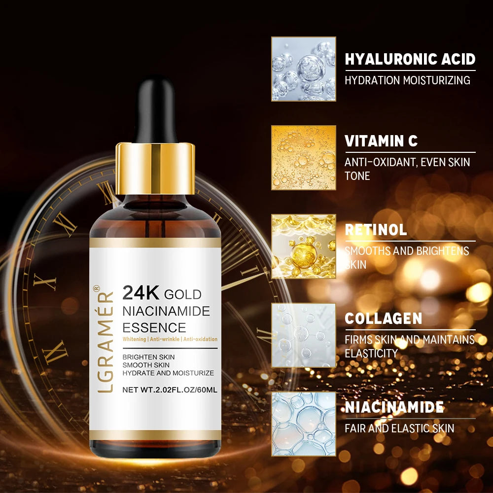 24K Gold & Niacinamide Anti-Aging Facial Essence Peaceful Pleasures Health and Wellness