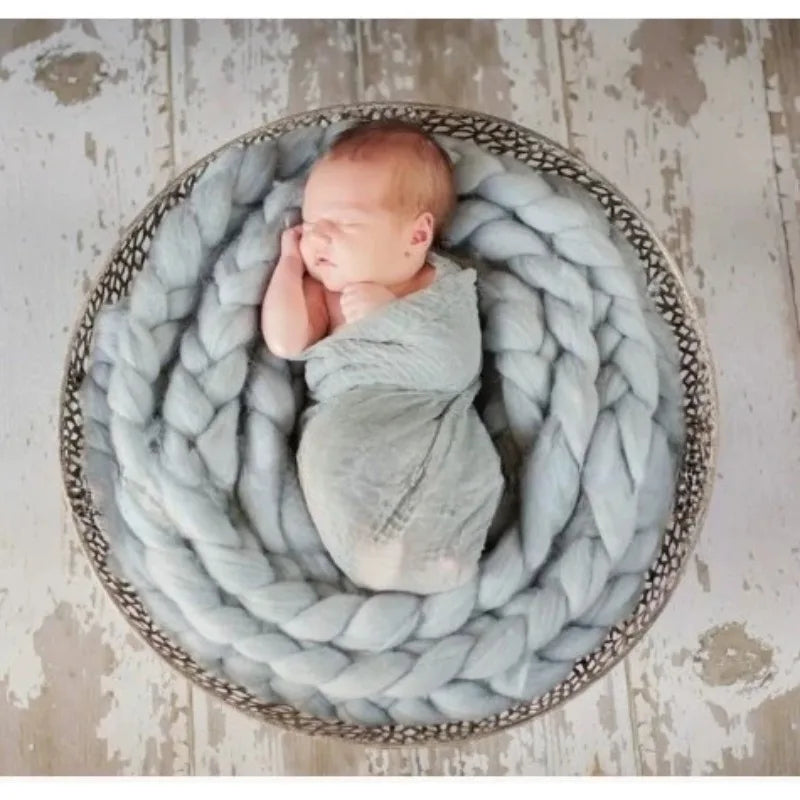 Chunky Merino Braid,2M Braid Basket Filler Newborn Photography Props Baby Accessories 신생아 사진 Newborn Acessórios Fotografia Baby Peaceful Pleasures Health and Wellness
