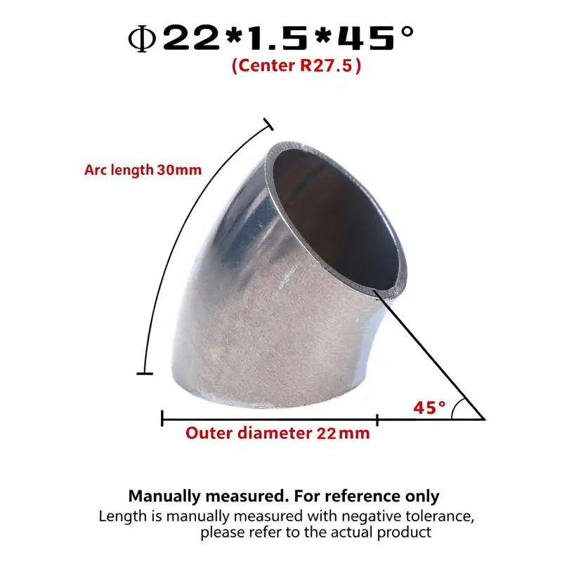 304 SS Sanitary 45° Butt Weld Elbow | Food Grade 16–80mm OD