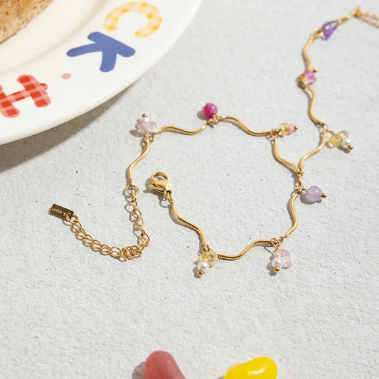 Stainless Steel Zircon Pearl Finger Chain Creative Light Luxury and High-end Jewelry That Does Not Fade Interphalanged Bracelet Peaceful Pleasures Health and Wellness