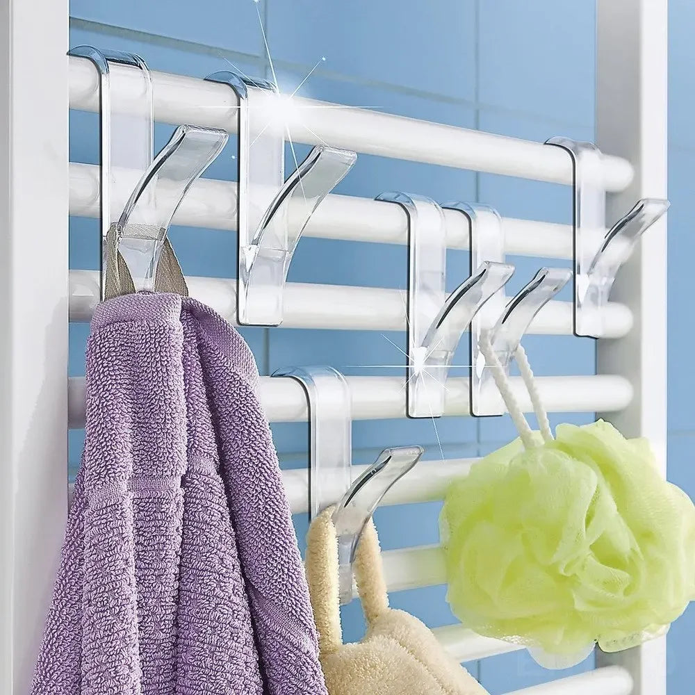 Storage Kitchen Racks Hook Clothes Home and Decoration Clear Bathroom Rail Clips Hanger Heated White Radiator Towel 2/4/6/10Pcs Peaceful Pleasures Health and Wellness