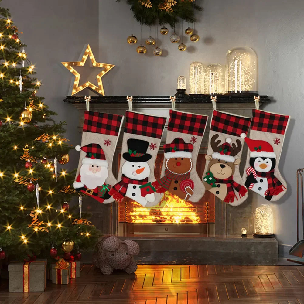 3D Plush Christmas Stockings – Santa, Snowman & Holiday Characters