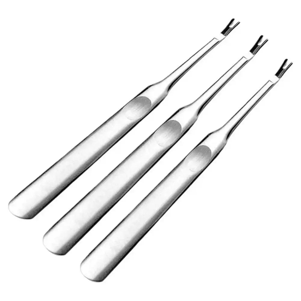 Cuticle Pusher Professional Stainless Steel Nail Cuticle Remover Callus Dead Skin Fork Nail Manicure Pedicure Tools Peaceful Pleasures Health and Wellness 3pcs
