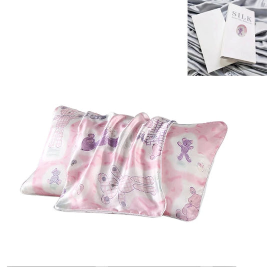 pink Little Bear 100% Pure Mulberry Silk Kids Pillowcase - Envelope closure 19 momme 6A Grade 30*50CM Peaceful Pleasures Health and Wellness pink Little Bear