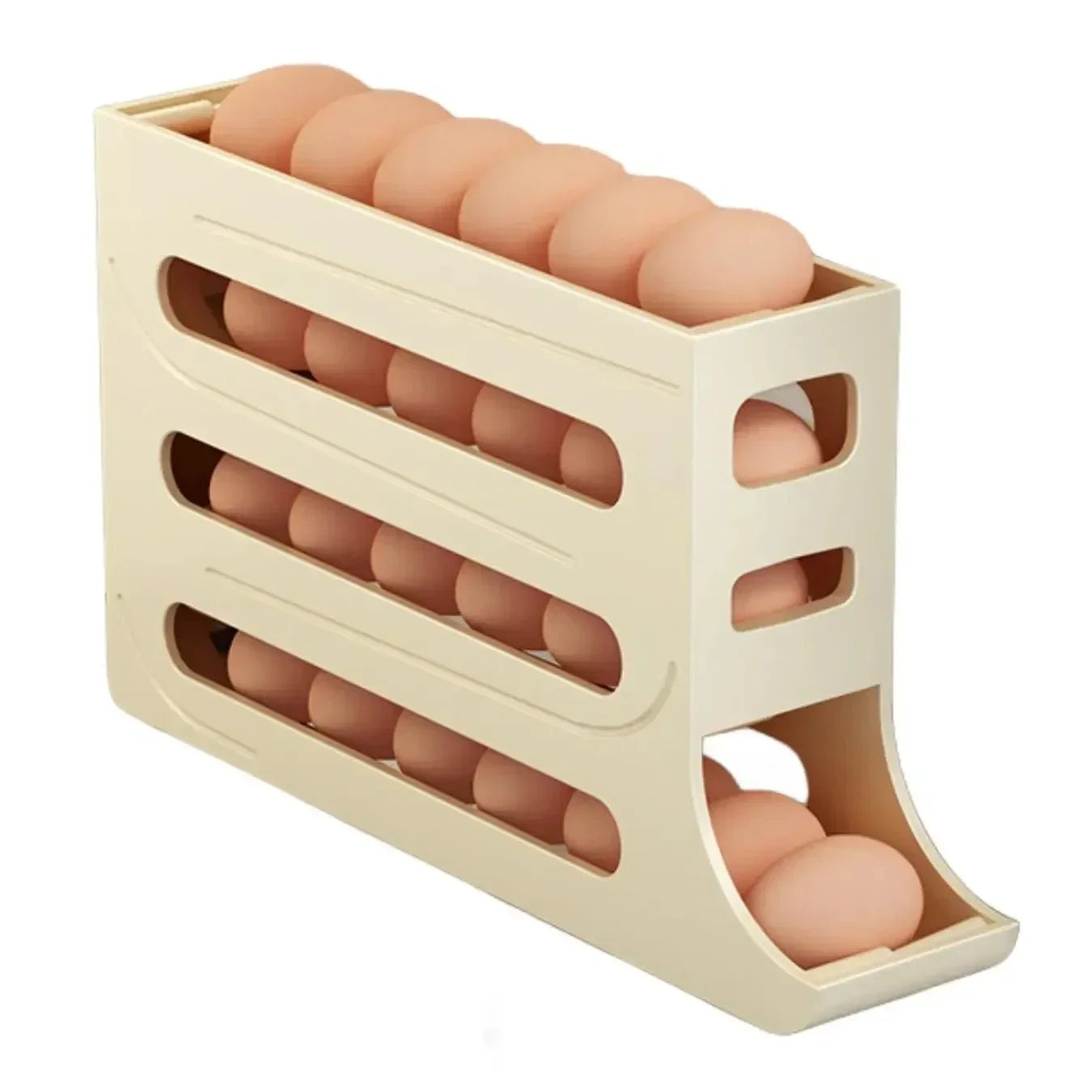 Refrigerator Egg Storage Box 4 Layers Automatic Rolling Egg Holder Kitchen Refrigerator Egg Dispenser Fridge Organizer Peaceful Pleasures Health and Wellness