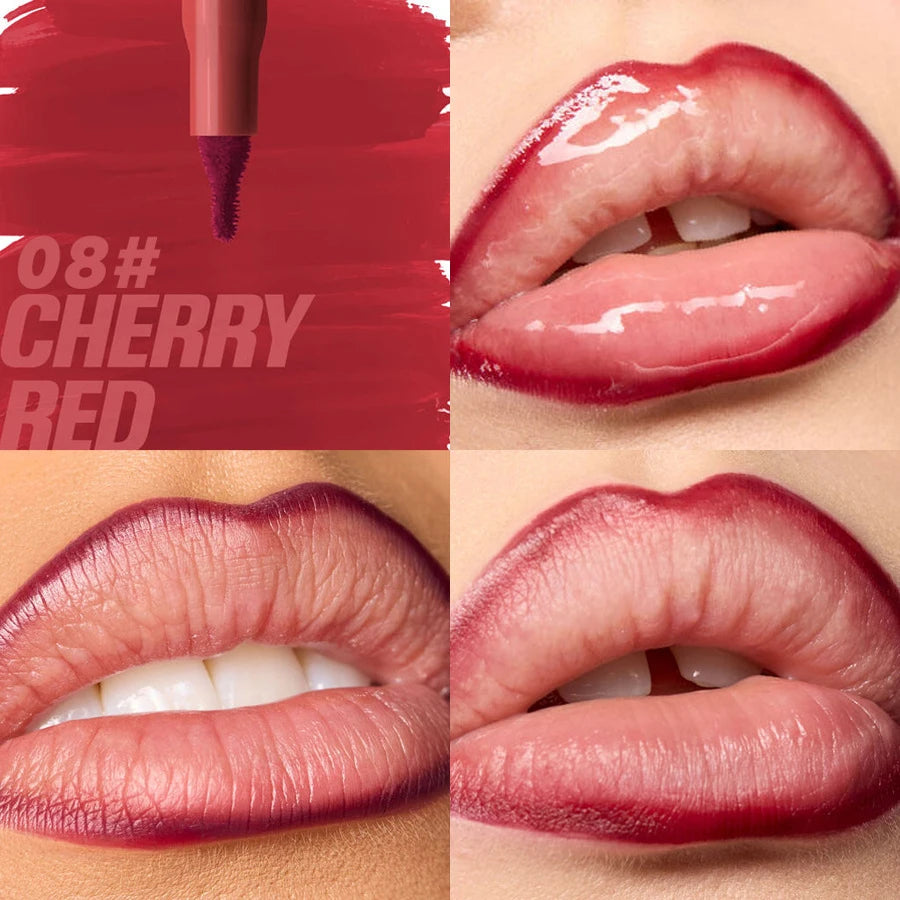 Velvet Matte Waterproof Lip Liner Pencil – Nude & Cherry Red