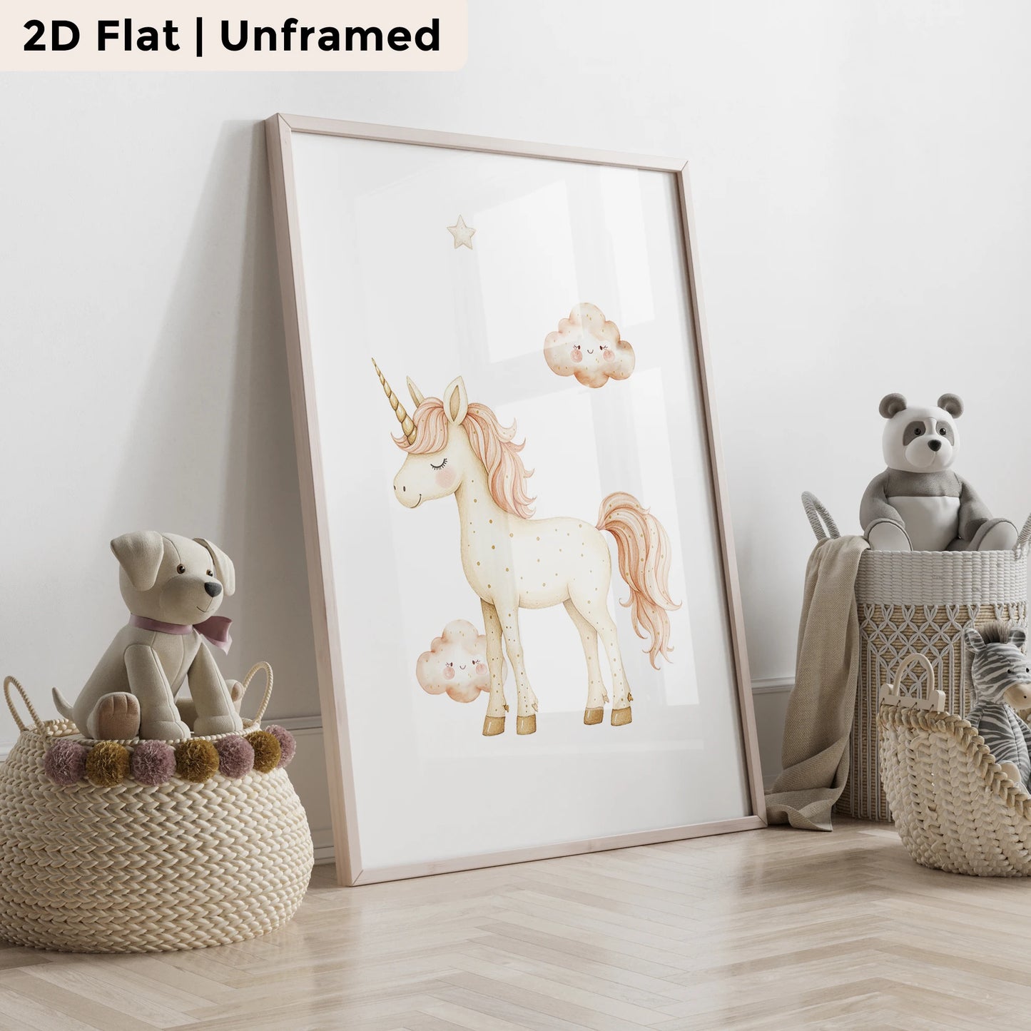3-Piece Moon Princess Unicorn Canvas Wall Art Print Set
