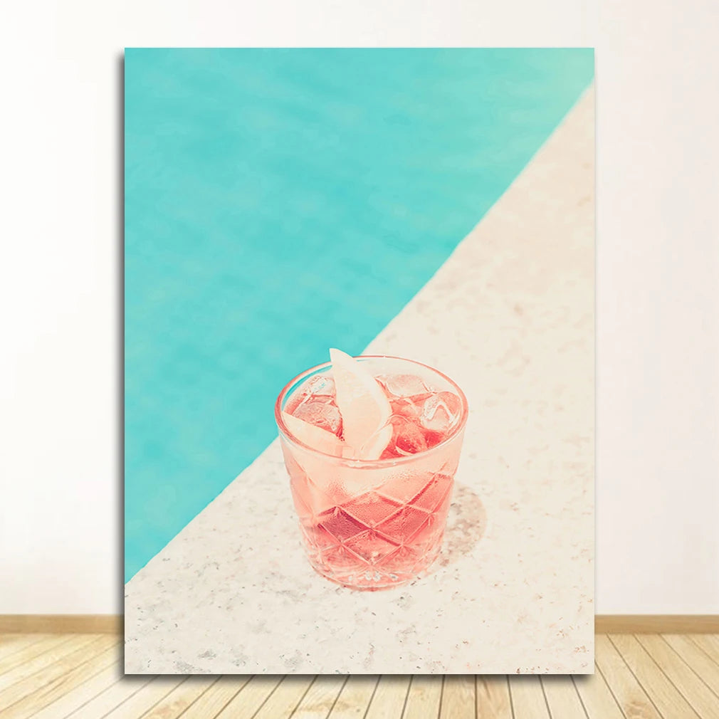 Tropical Plants & Orange Cat Canvas Wall Art | Nordic Print