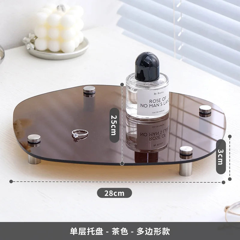 Acrylic Decorative Tray Organizer | Desk, Vanity & Shelf Display