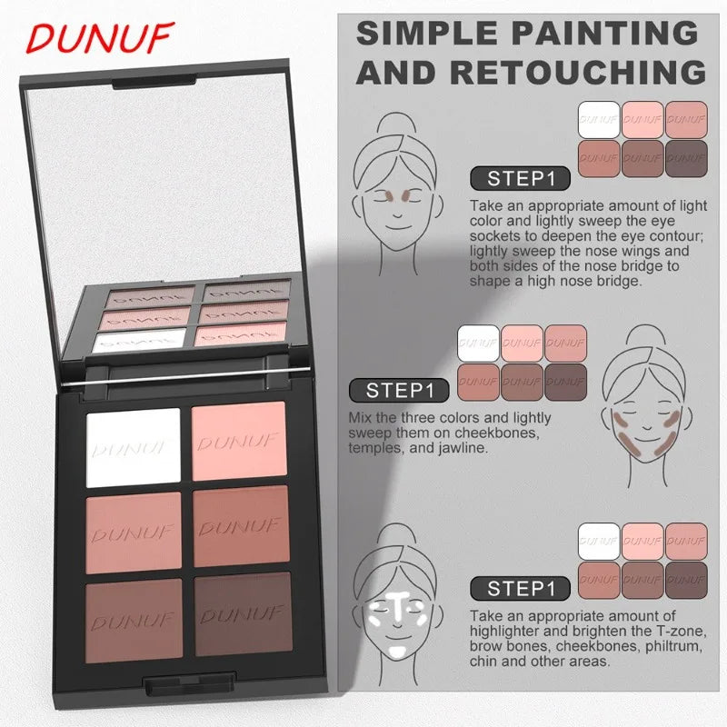 6-Color Highlight & Contour Powder Palette | Bronzer Blush