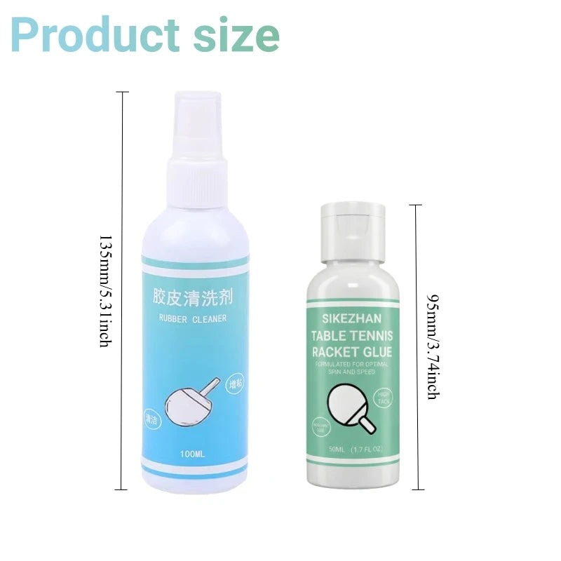 Table Tennis Glue & Cleaner Bundle: 50ml Inorganic Adhesive & 100ml Rubber Cleaning Spray for Racket Care Peaceful Pleasures Health and Wellness