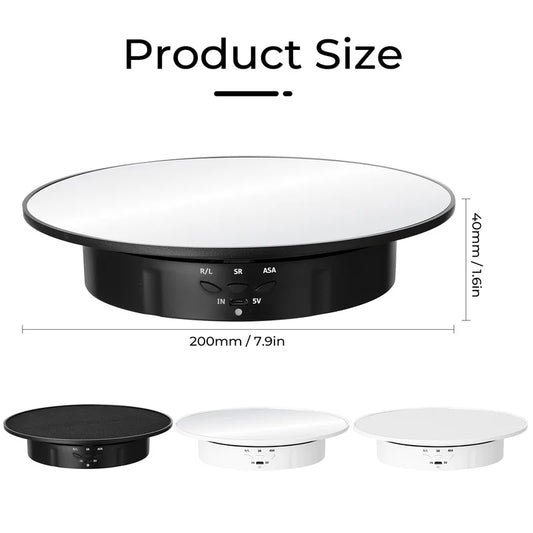 3 Speeds Electric Rotating Display Stand Mirror 360 Degree Turntable Jewelry Holder Battery for Photography Video Shooting Props Peaceful Pleasures Health and Wellness
