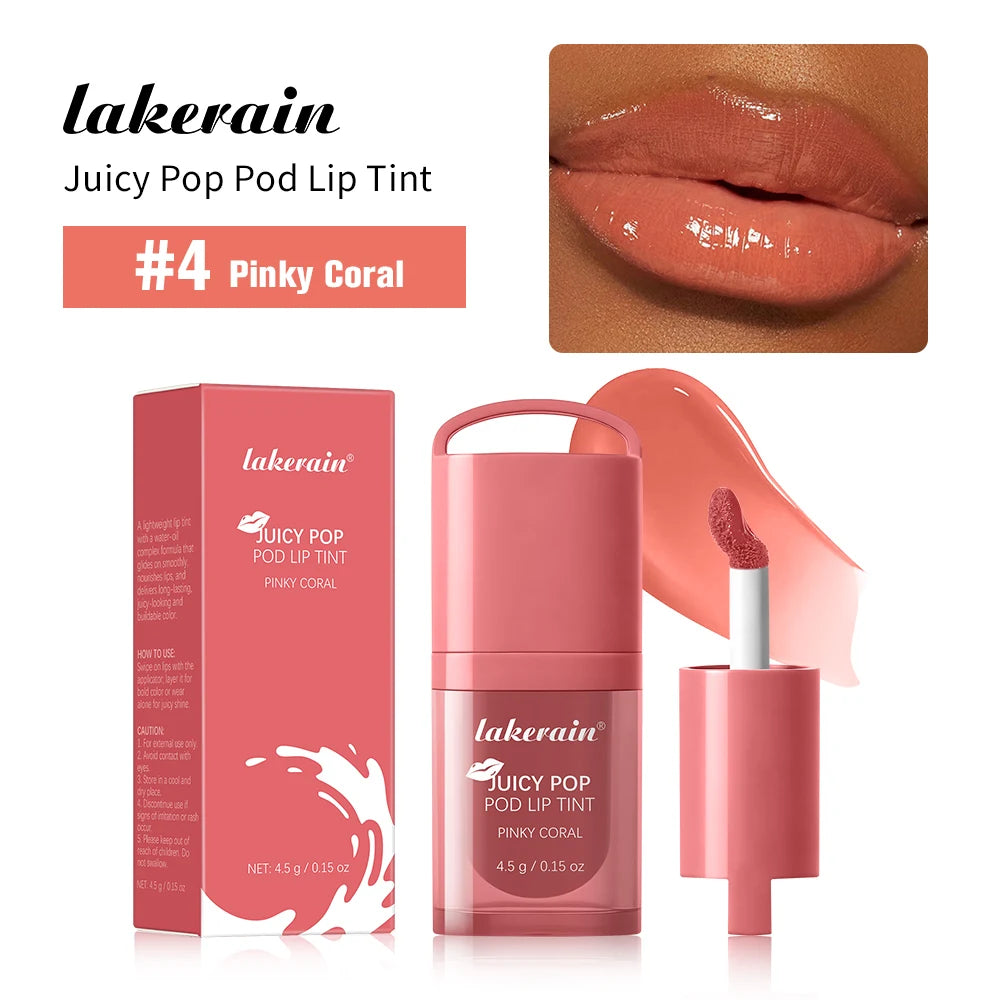Juicy Hydrated Lip Tint Buildable Glossy Finish Ceramide Peptide Water-to-oil Formula Long-lasting Color Buckle Design Lip Tint Peaceful Pleasures Health and Wellness Pinky Coral
