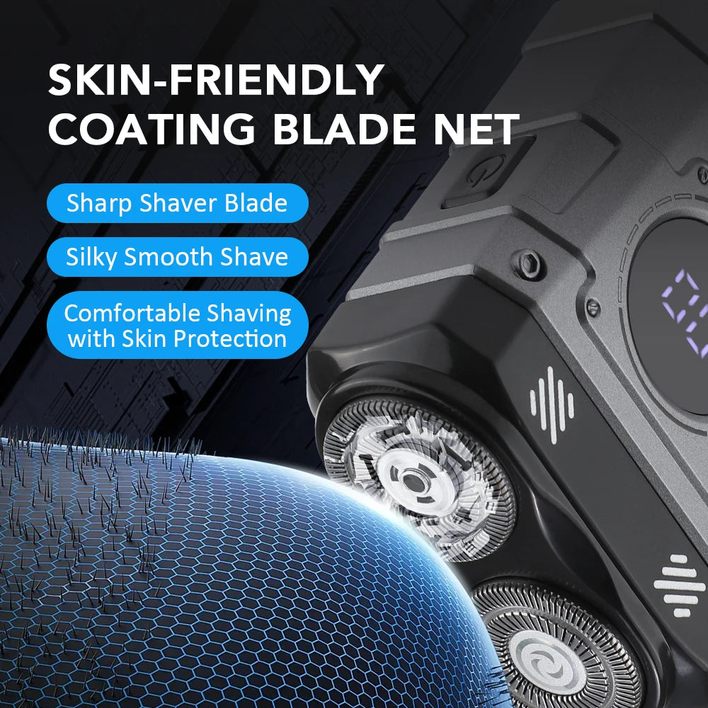 Magnetic Double Blade Electric Shaver for Man Portable Beard Trimmer Razor for Face Travel Digital Display Mini Shaving Machine Peaceful Pleasures Health and Wellness