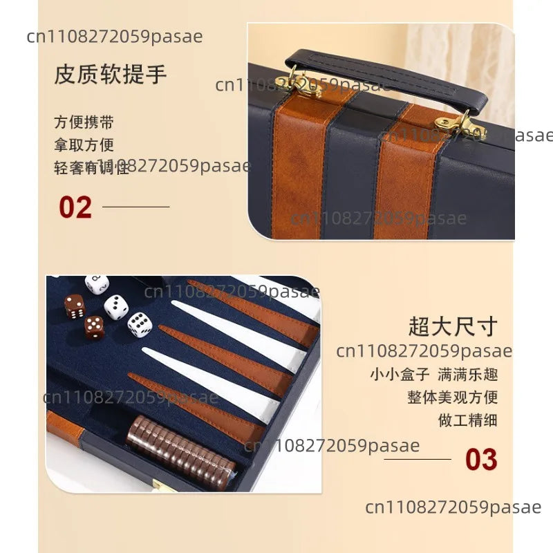 Travel Leather Backgammon Board Game Set – Premium Wood