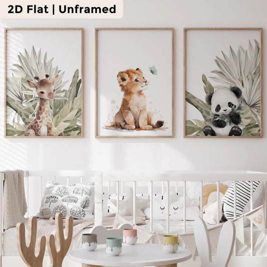 3-Piece Cartoon Animal Canvas Wall Art | Kids Room Decor Canvas Wall Art Set Peaceful Pleasures Health and Wellness CH174-3pcs 60x80cm Unframed
