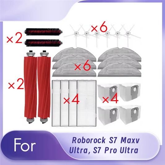 A36T-For Roborock S7 Maxv Ultra/S7 Pro Ultra Vacuum Cleaner Accessories Main Side Brush Mop Filter Dust Bag Peaceful Pleasures Health and Wellness As Shown