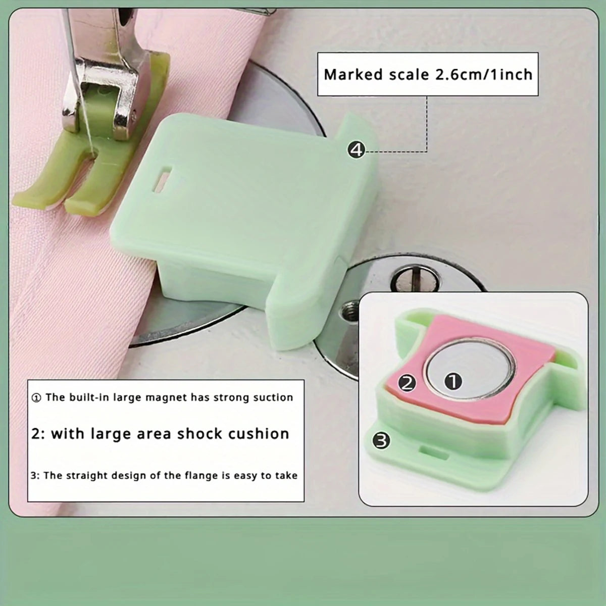 1pc GP30 Strong Magnetic Sewing Guide Ruler, Sewing Machine Accessories, Alignment Tool, Random Color Peaceful Pleasures Health and Wellness