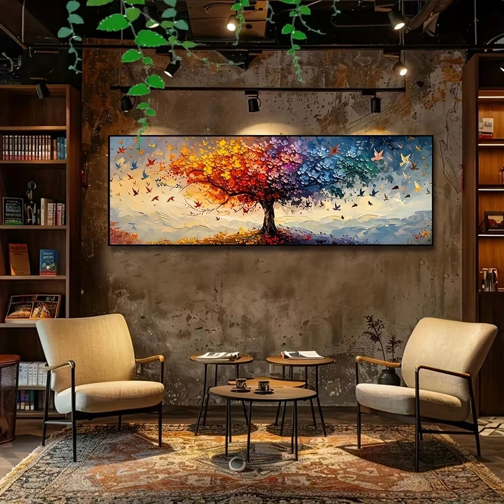 Tree of Life Canvas Wall Art – Multicolor Butterfly Print