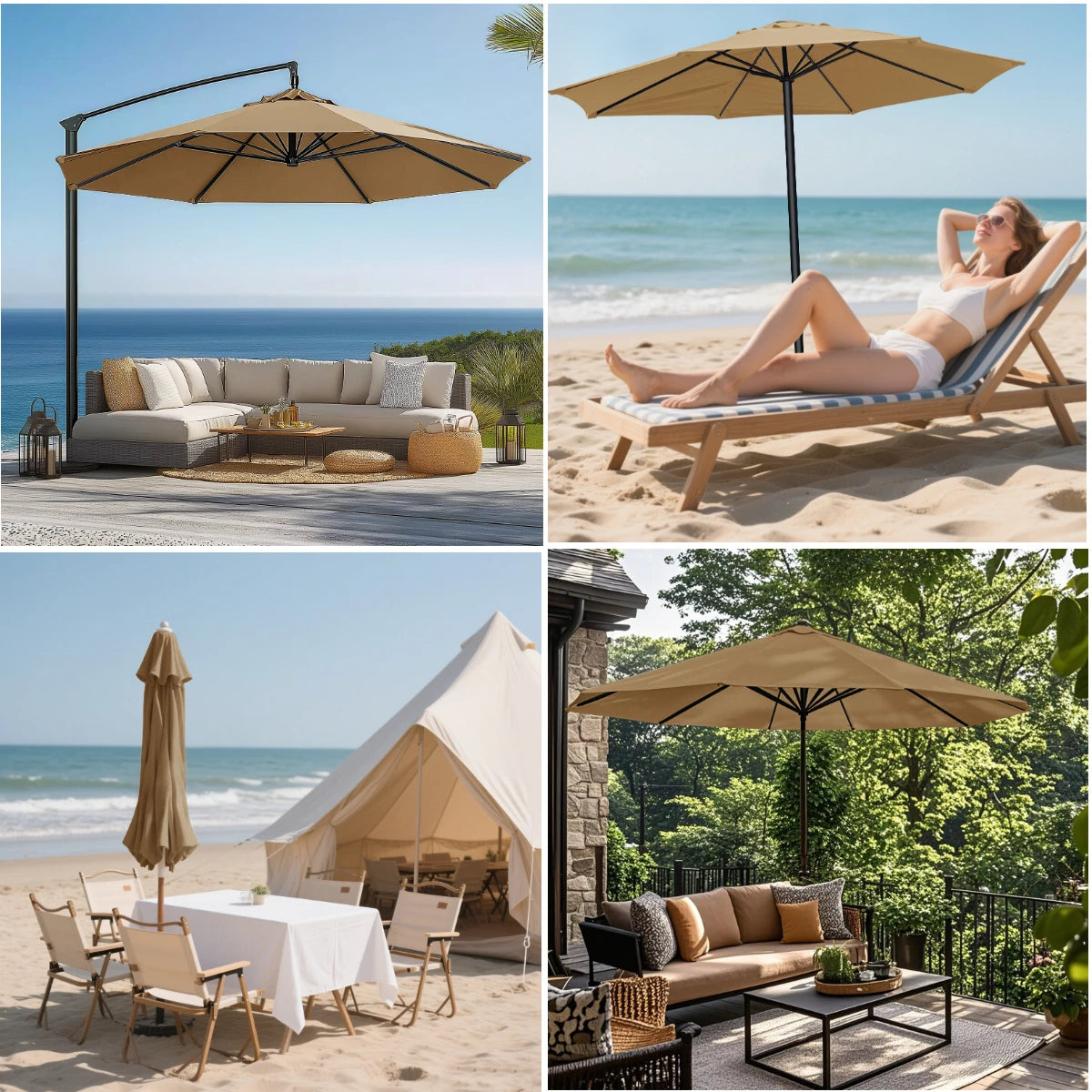 Patio Umbrella Replacement Canopy 6/8 Rib Anti-UV Polyester