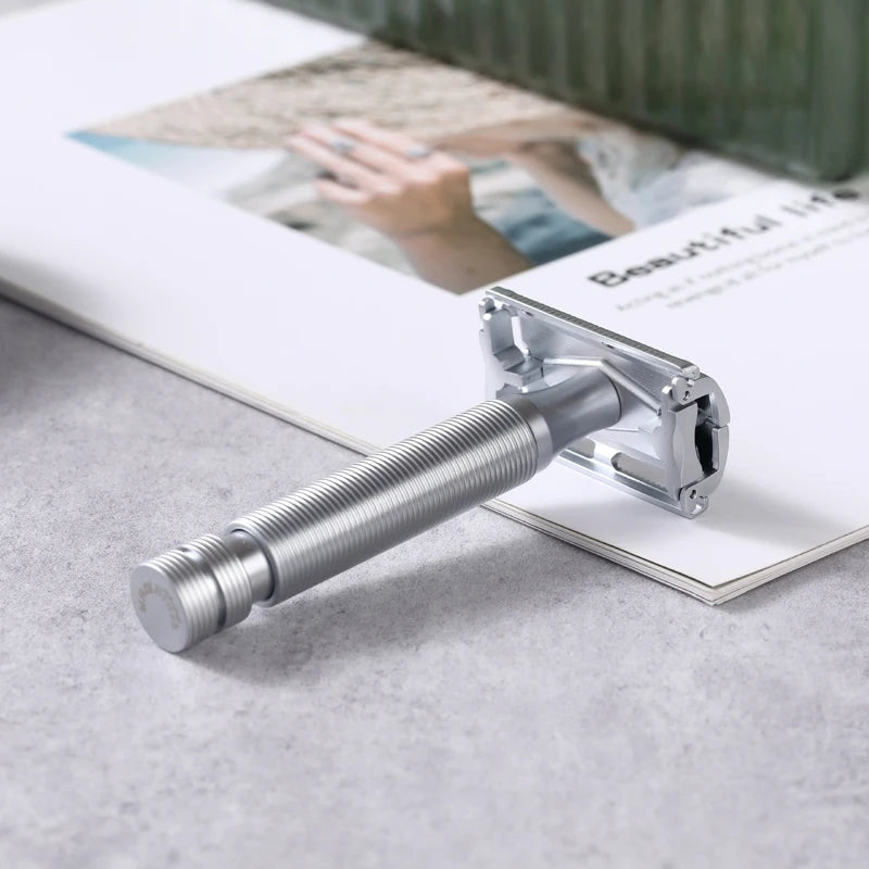 Yaqi Monarch Matte Chrome Color Safety Razor Zinc Alloy Razor Head And Aluminium+Brass Handle Lightweight Durability Razor Peaceful Pleasures Health and Wellness