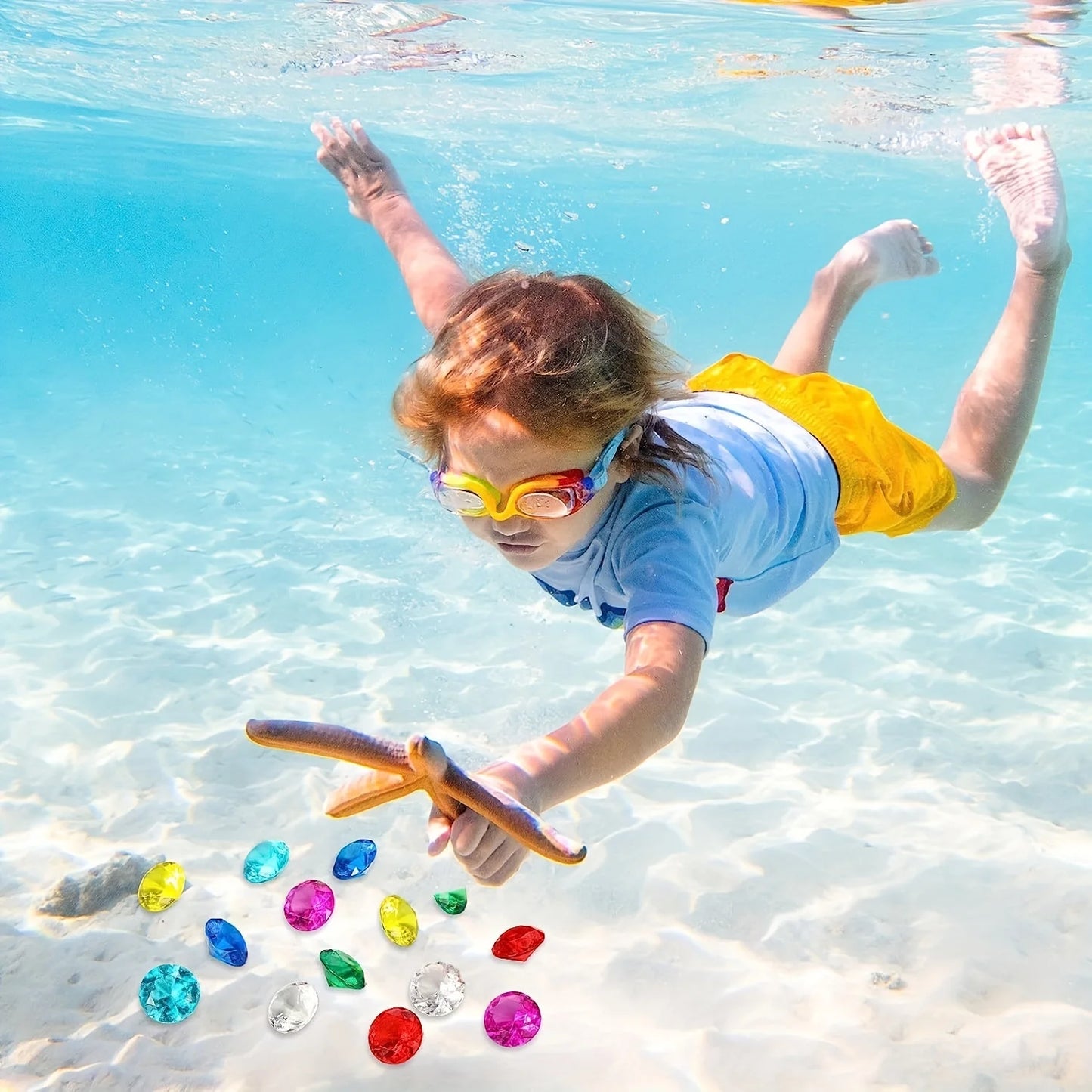 60pcs Large Acrylic Diving Gems Pool Toys – Treasure Hunt