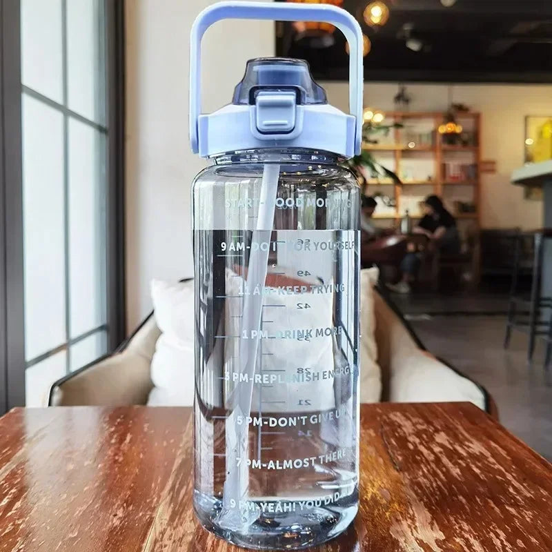 2L Water Bottle with Straw & Time Marker | Sports Hydration Jug