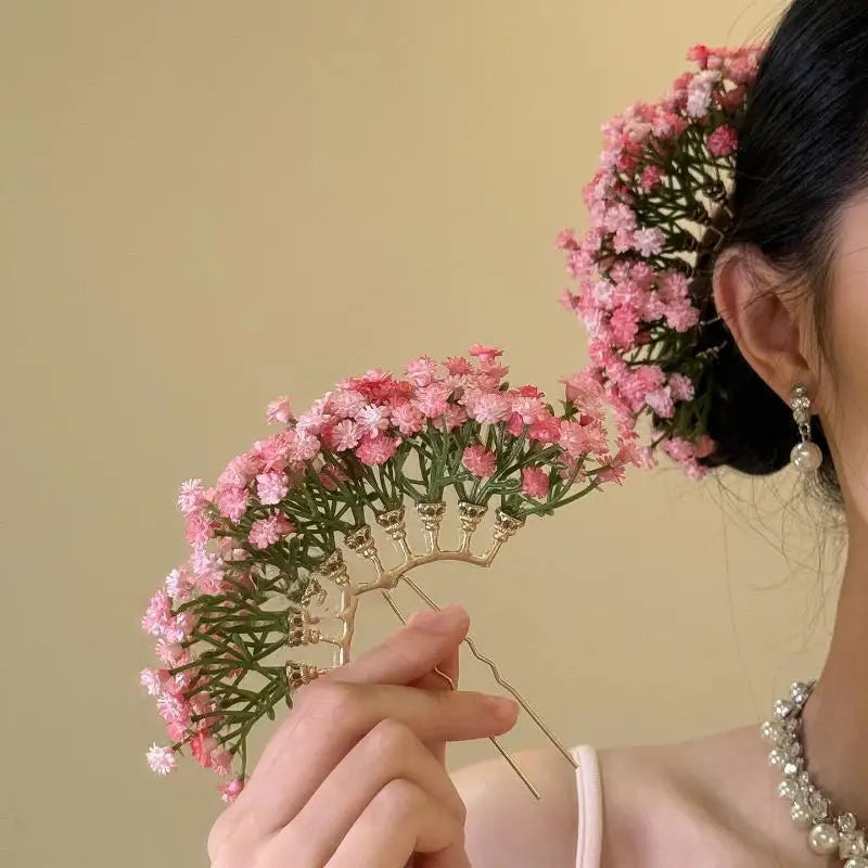 Bridal Floral Hair Stick | U-Shape Wedding Hairpin Accessory