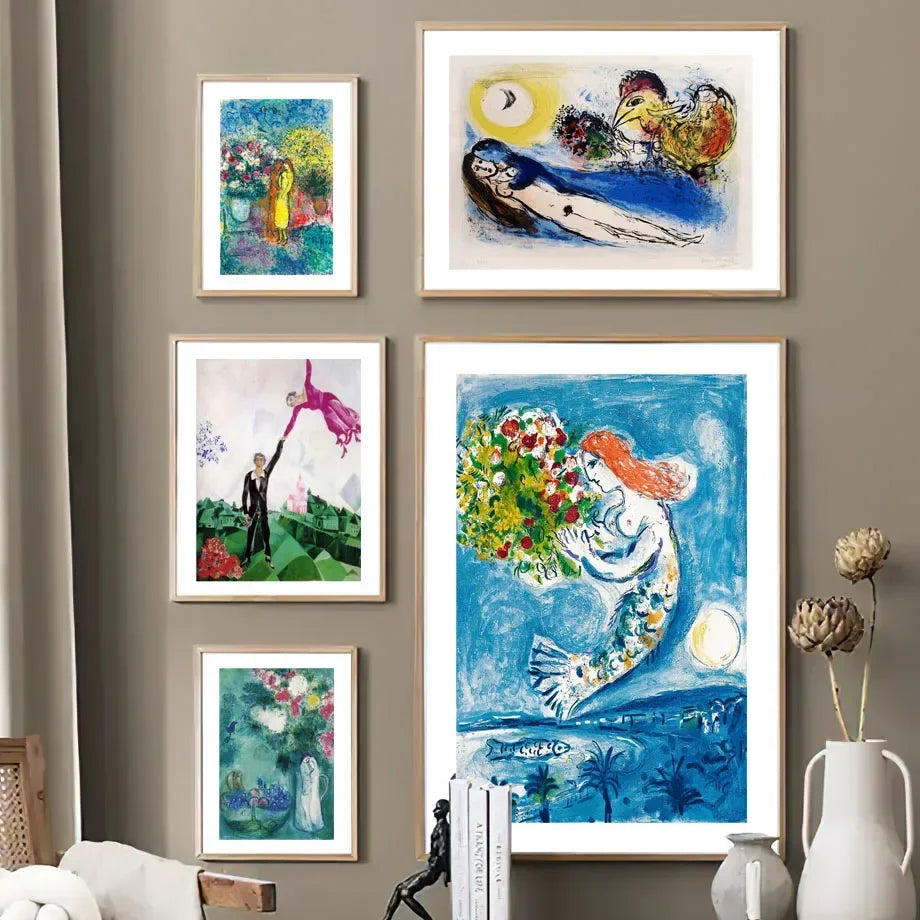 Scandinavian Minimalist Wall Art Marc Chagall Surrealism Abstract HD Canvas Poster Print Home Bedroom Living Room Decoration Peaceful Pleasures Health and Wellness