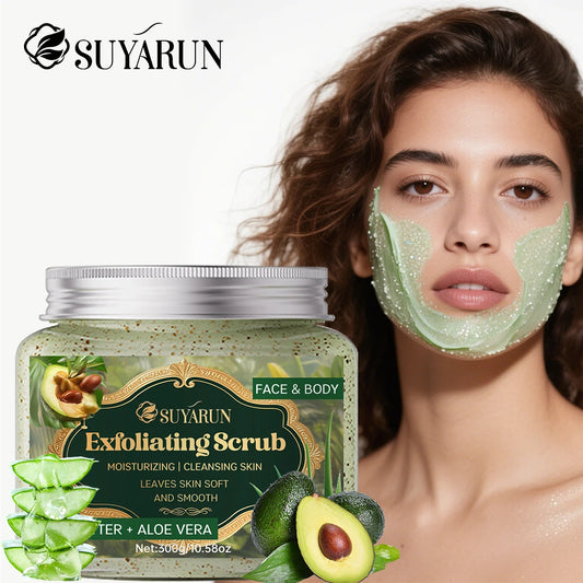 SUYARUN Shea Butter & Aloe Vera Exfoliating Scrub - Natural Face & Body Scrub, Gentle Exfoliator for Sensitive Skin. Peaceful Pleasures Health and Wellness